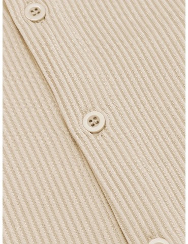 Men's Slim Fit Casual Button-Down Shirt - Short Sleeve, Solid Color, Breathable Polyester - Perfect for Beach & Summer Outings, PLUS SIZE